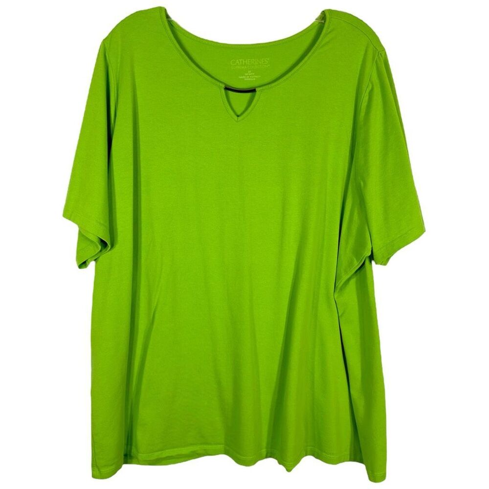 Catherines Plus Size 2X 22W‎ 24W Top Green Suprema Collection Keyhole Neck 1494